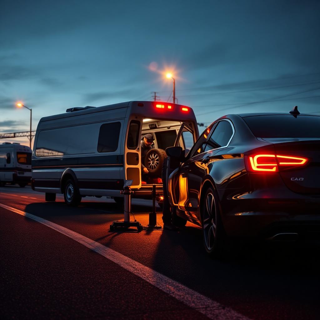 Konuma gelen mobil oto lastikçi servis aracı